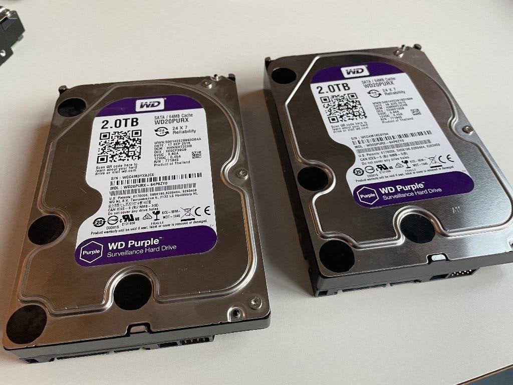 WD Purple harde schijf 2TB, 2 stuks, Computers en Software, Harde schijven, Intern, 2TB, Zo goed als nieuw, Desktop