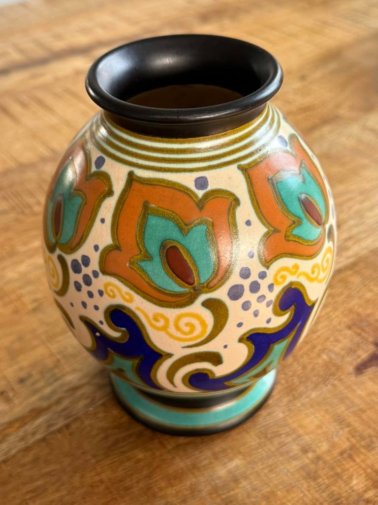Gouda vaas handbeschilderd – genummerd, Ophalen of Verzenden