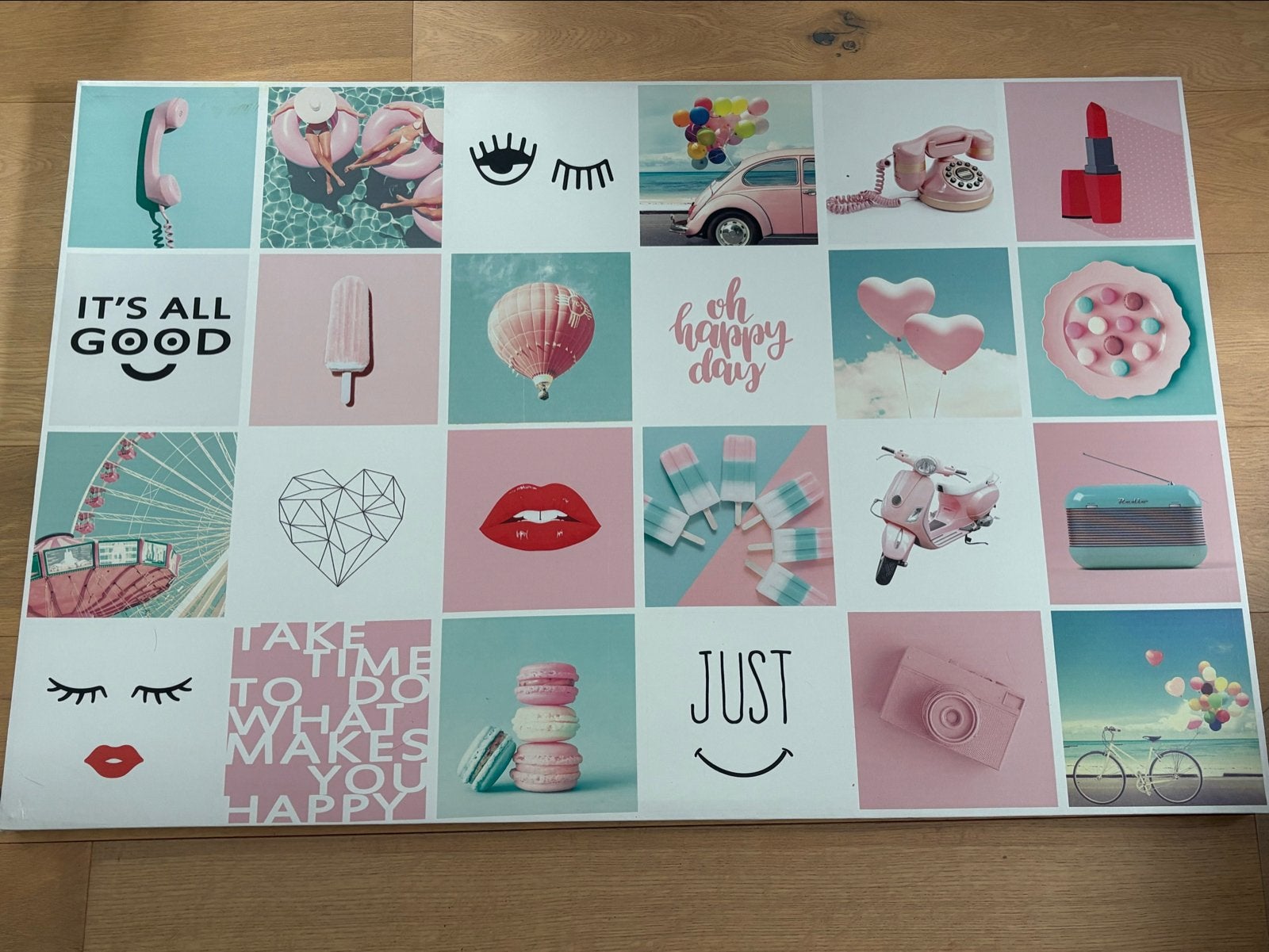 Canvas schilderij met roze en blauwe tinten, Ophalen, Meerkleurig, Zo goed als nieuw, Modern