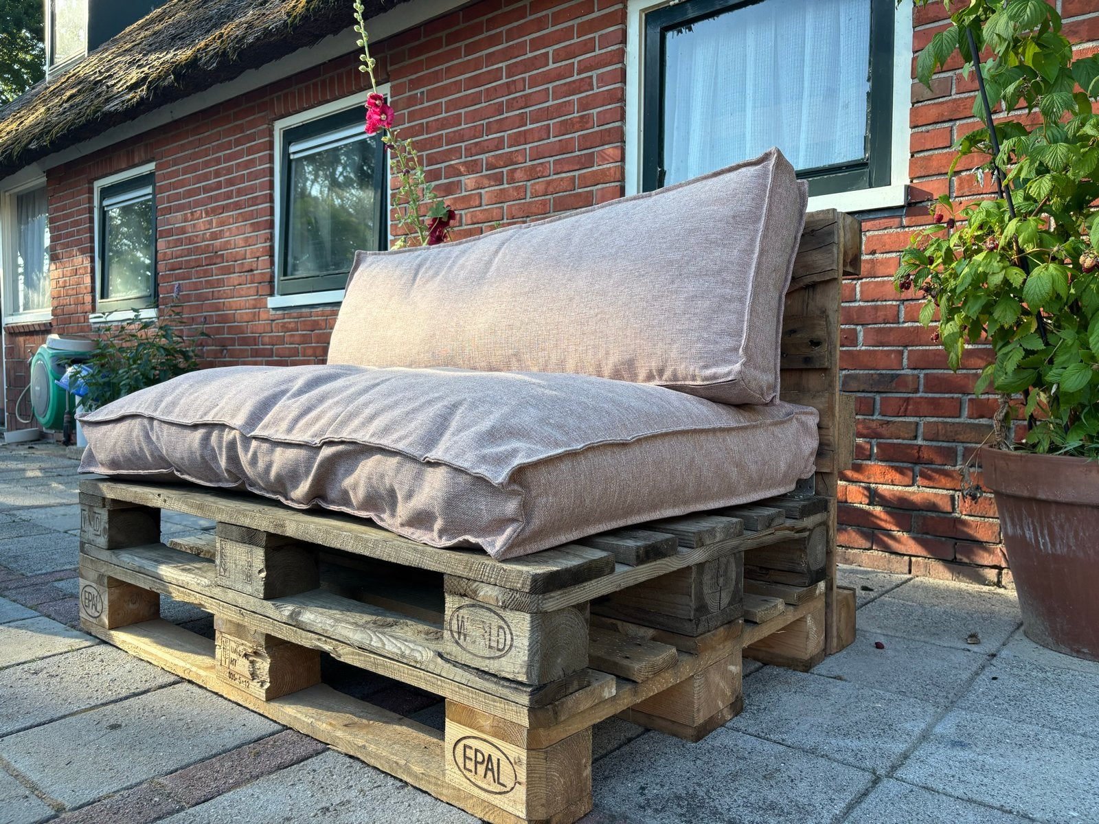 Palletbank voor buiten - Zelfgemaakt en robuust, Ophalen, Gebruikt, Hout