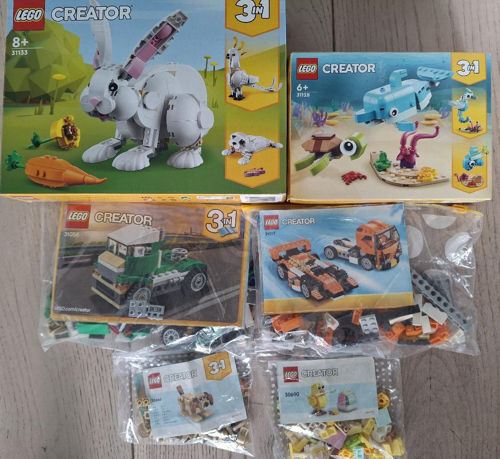 6 Lego Creator sets 31128 31133 30666 30690 31017 31056, Gebruikt, Overige thema's, Lego, Ophalen of Verzenden