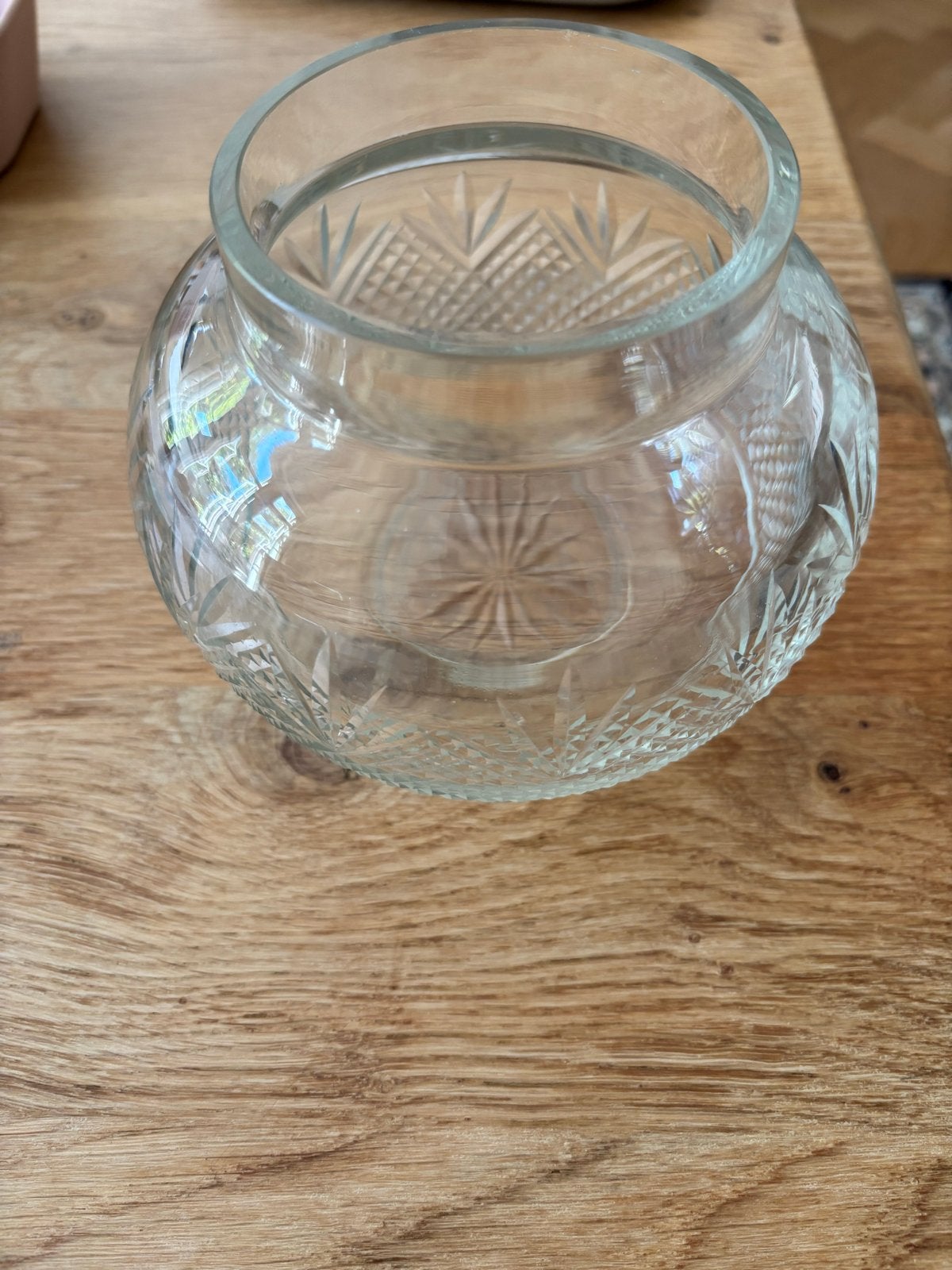 Vintage Glazen Vaas - 12,5 cm hoog, 9 cm opening, Ophalen of Verzenden