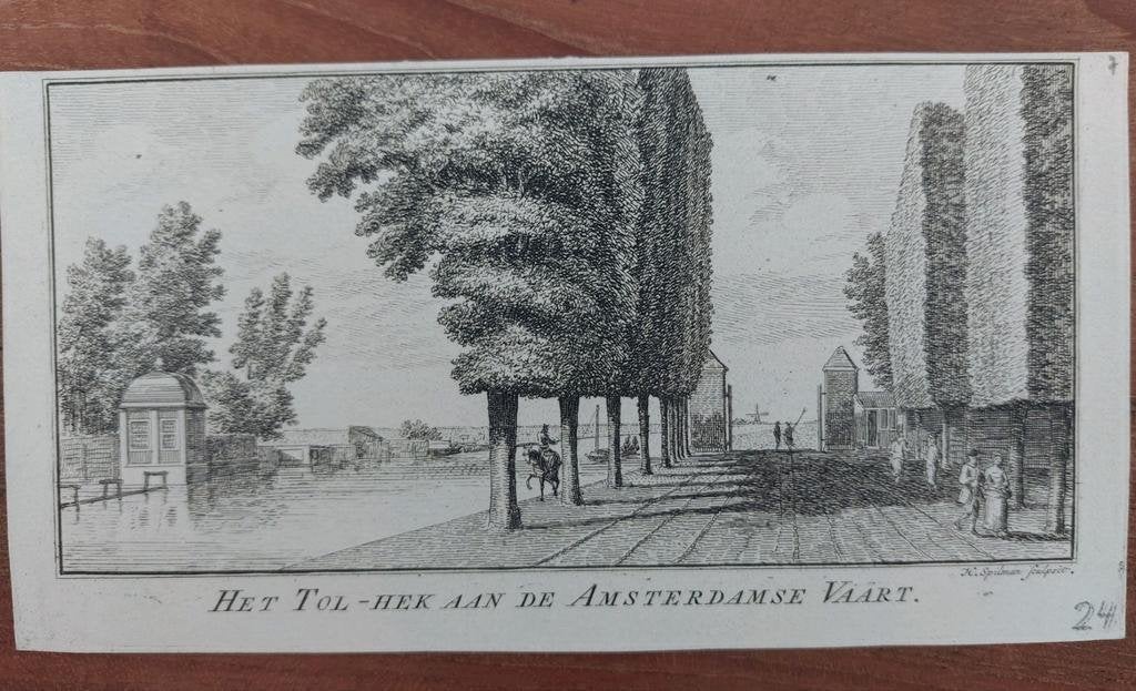 7/ Tolhek aan de Amsterdamse Vaart Haarlem gravure uit 1761, Ophalen of Verzenden