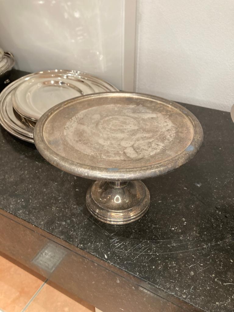 Vintage Taartschaal / Presenteerschaal (draaiend), Antiek en Kunst, Ophalen, Zilver