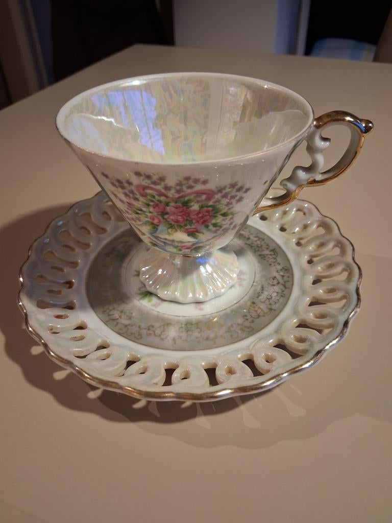 6 kop en schotels, Antiek en Kunst, Antiek | Servies los, Ophalen of Verzenden