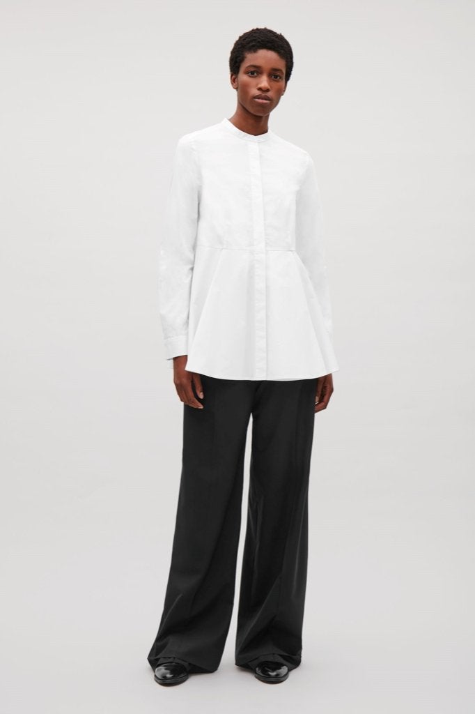 Dames COS peplum bloes shirt blouse katoen maat 36 S wit top, COS, Wit, Ophalen of Verzenden, Maat 36 (S)