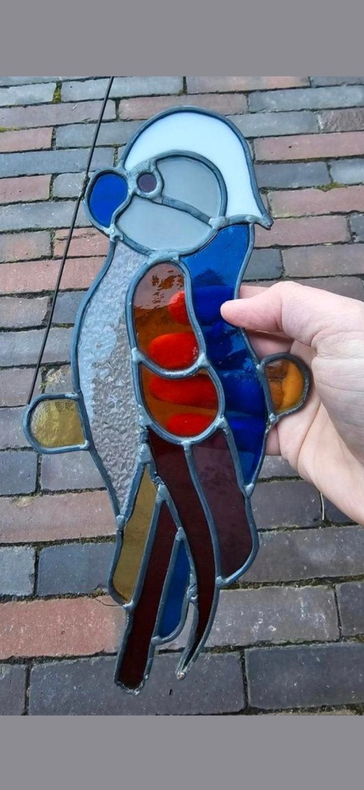Prachtige antieke Glas in Lood Tiffany Papegaai €29, Ophalen of Verzenden