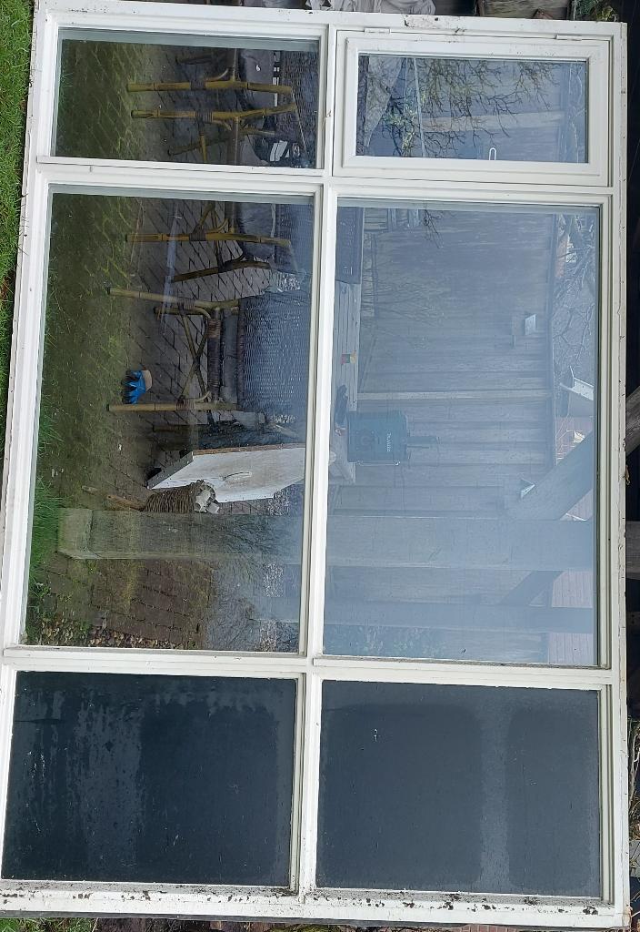 houten kozijn 273x184 zonder glas, Doe-het-zelf en Verbouw, Kozijnen en Schuifpuien, Ophalen, Gebruikt, Raamkozijn, 150 tot 225 cm