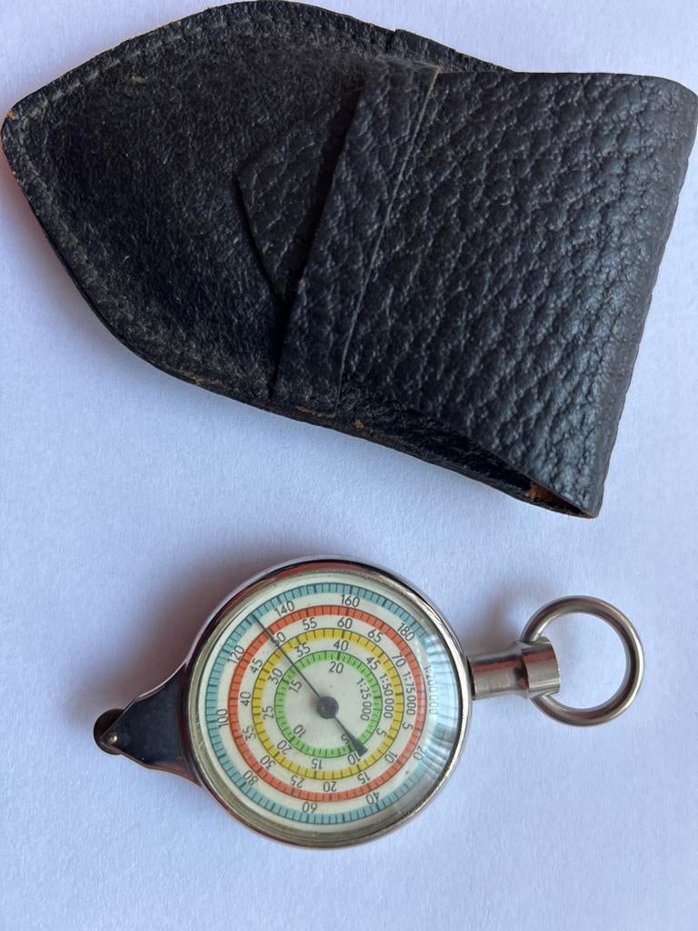 Vintage Kaartmeter / Curvimeter met Leren Etui, Ophalen of Verzenden