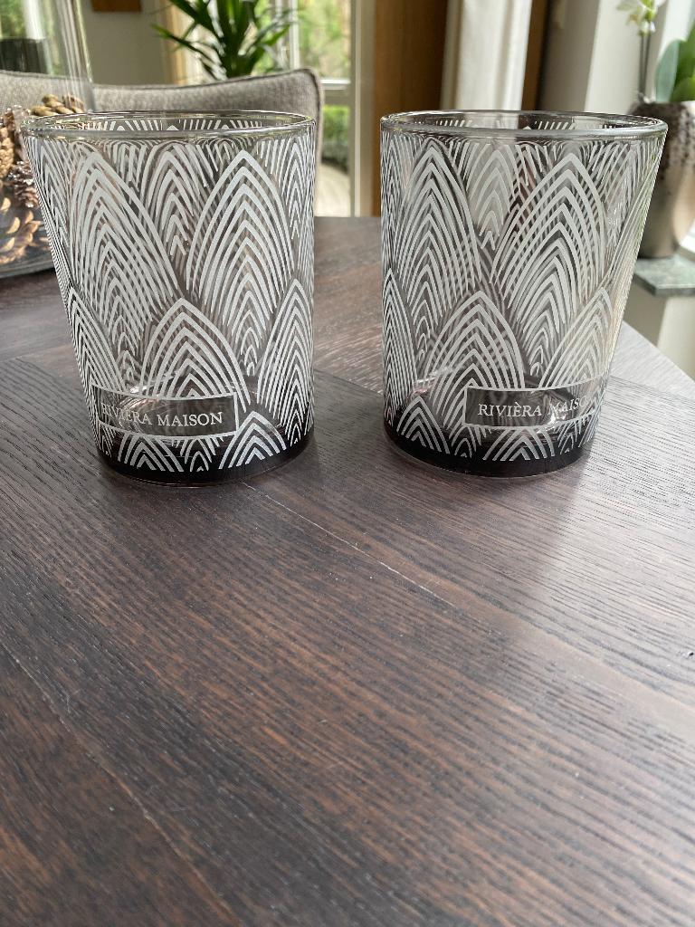 2 kleine windlichten van Riviera Maison, Ophalen of Verzenden, Zo goed als nieuw, Overige materialen