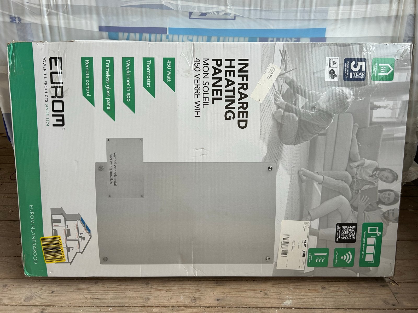 Eurom Mon Soleil 450 Verre Wifi Infrarood Verwarming, Ophalen, 30 tot 80 cm, Overige typen, Nieuw