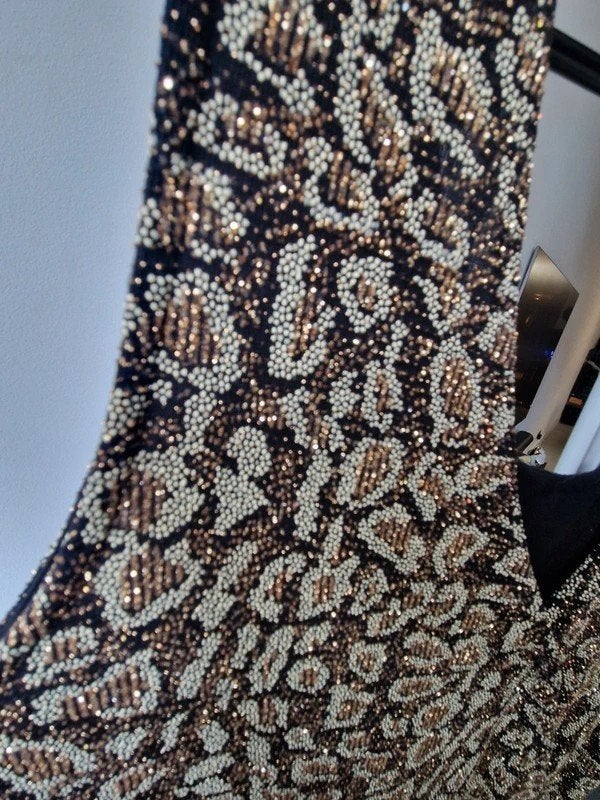 Mango gouden glitter jumpsuit panterprint – maat M, Kleding | Dames, Ophalen of Verzenden, Zo goed als nieuw, Maat 38/40 (M), Zwart