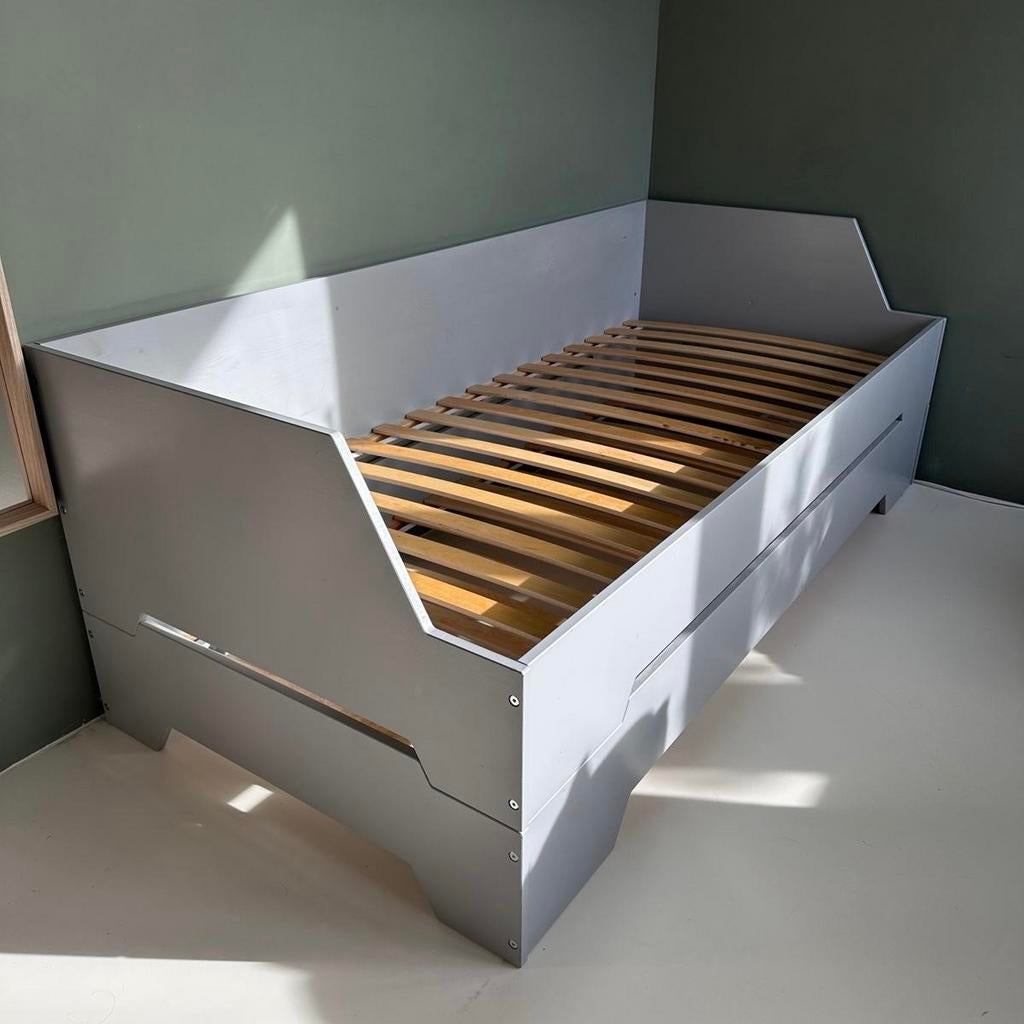 Houten bedframe met extra onderbed, Ophalen, Gebruikt, Eenpersoons, Overige maten
