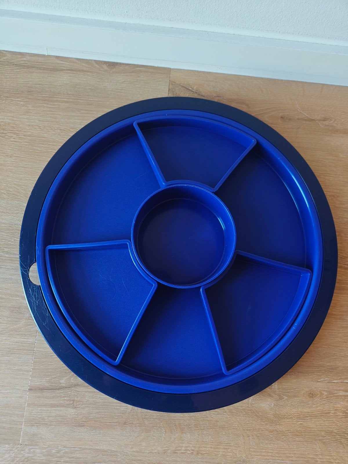Tupperware serveerschaal met vakken - Blauw, Gebruikt, Schaal, Blauw, Met compartimenten