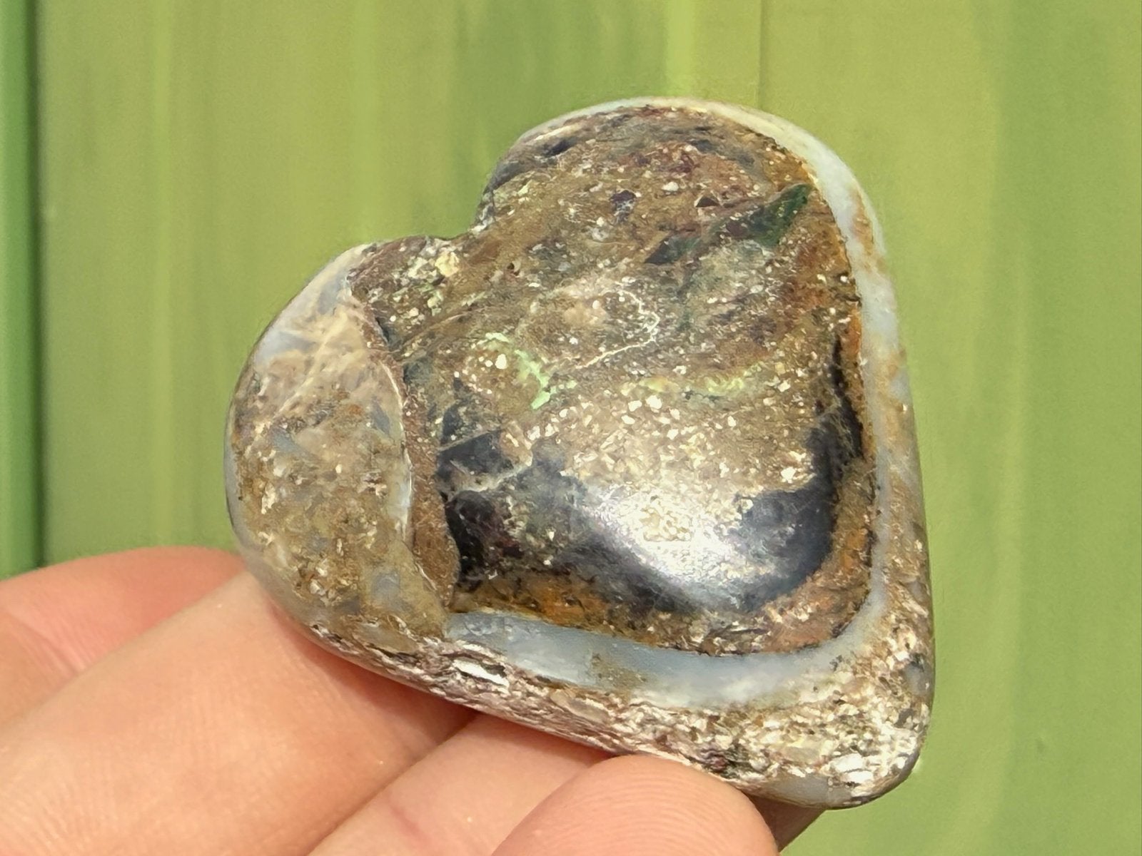Opaal hart uit Peru mineralen edelstenen, Ophalen of Verzenden, Mineraal