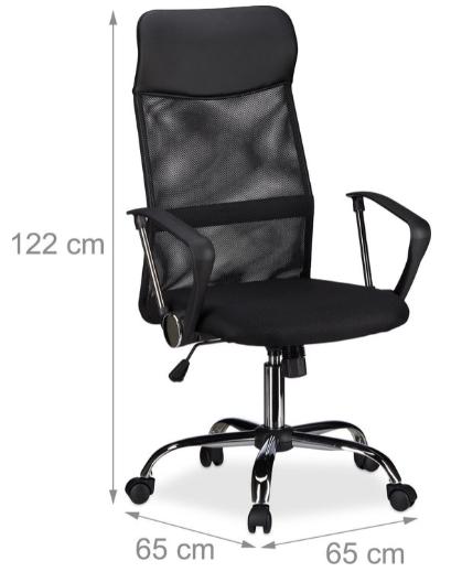 Relaxdays Ergonomische Bureaustoel - Hoogte verstelbaar, Huis en Inrichting, Bureaustoelen, Ophalen, Ergonomisch, Zwart, Bureaustoel