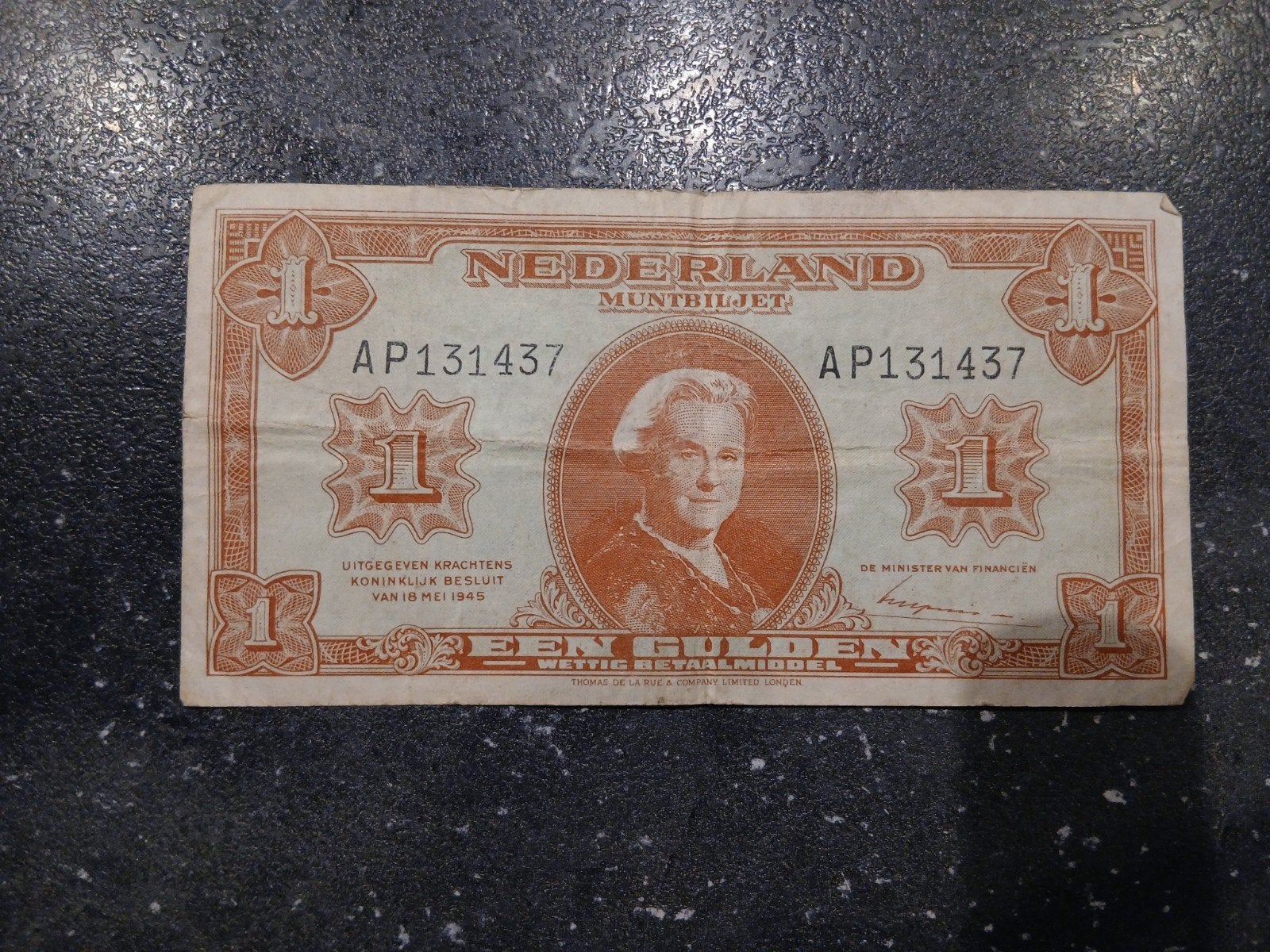 Nederlands Muntbiljet 1 Gulden - 1945, Ophalen of Verzenden, 1 gulden, Los biljet