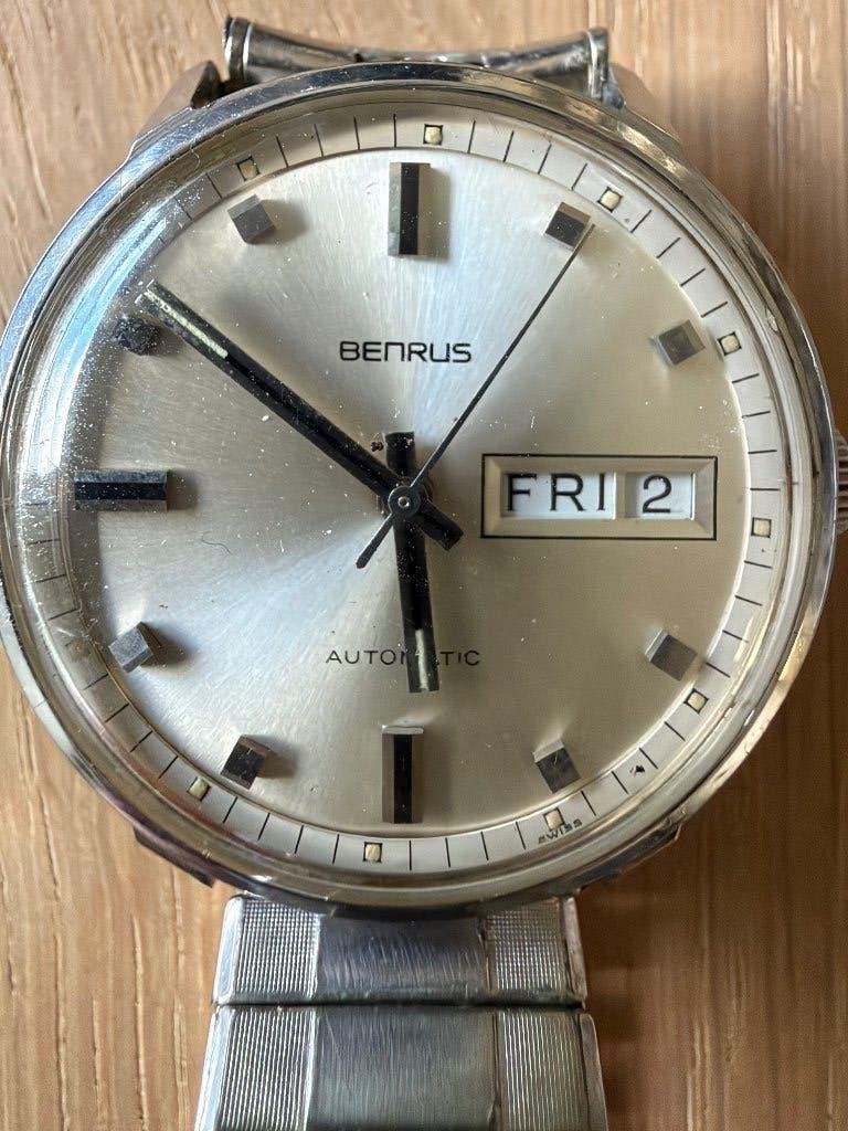 Benrus vintage herenhorloge, 34 mm, automatic, Overige merken, Staal, Met bandje, Polshorloge