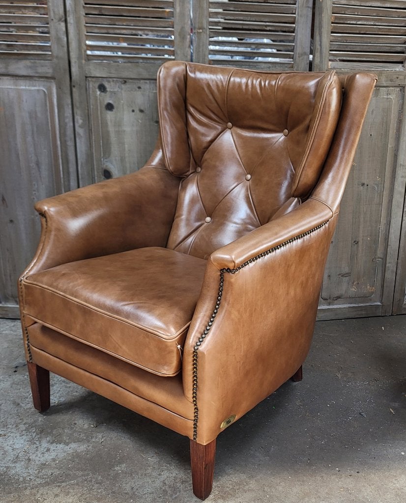 Chesterfield fauteuil Pemberton in cognac kleur leer, Huis en Inrichting, Ophalen of Verzenden, Zo goed als nieuw, 50 tot 75 cm