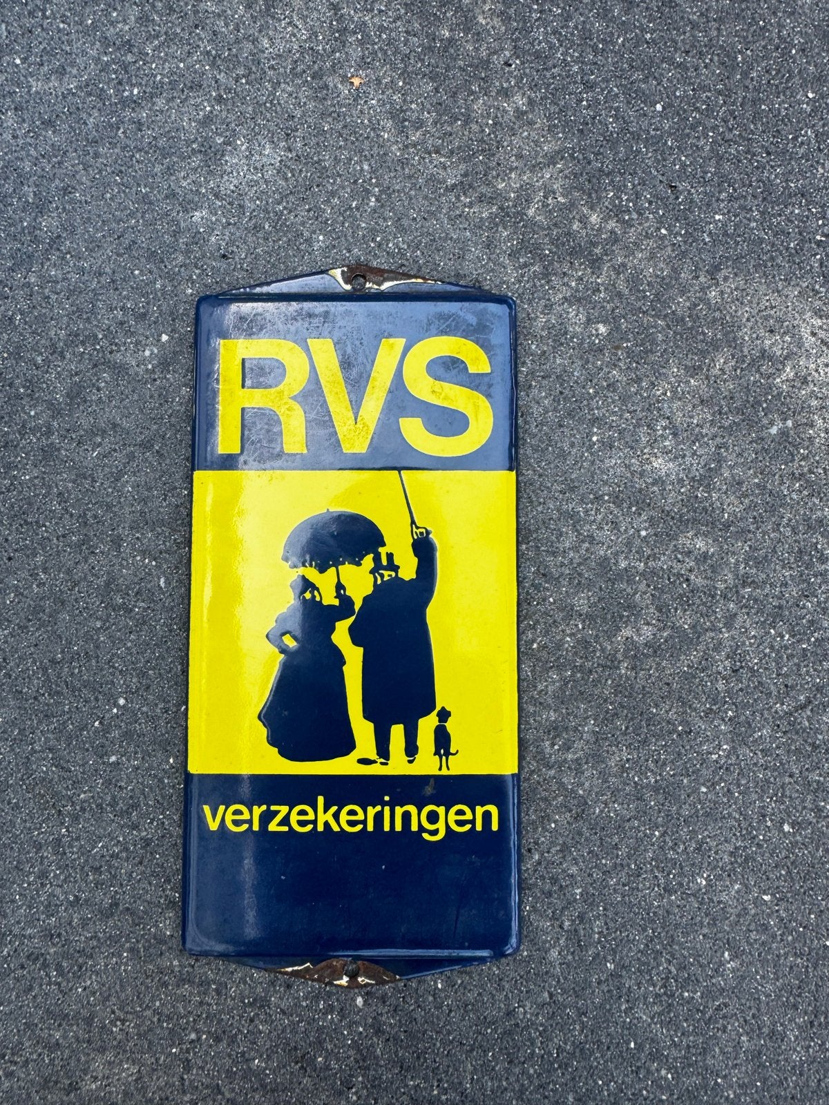 Vintage RVS Verzekeringen Emaille Reclamebord, Ophalen