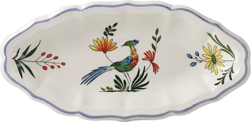 Gien Oiseaux de Paradis kleine ovalen vlees serveerschaal, Huis en Inrichting, Verzenden, Zo goed als nieuw, Overige stijlen, Schaal of Schalen