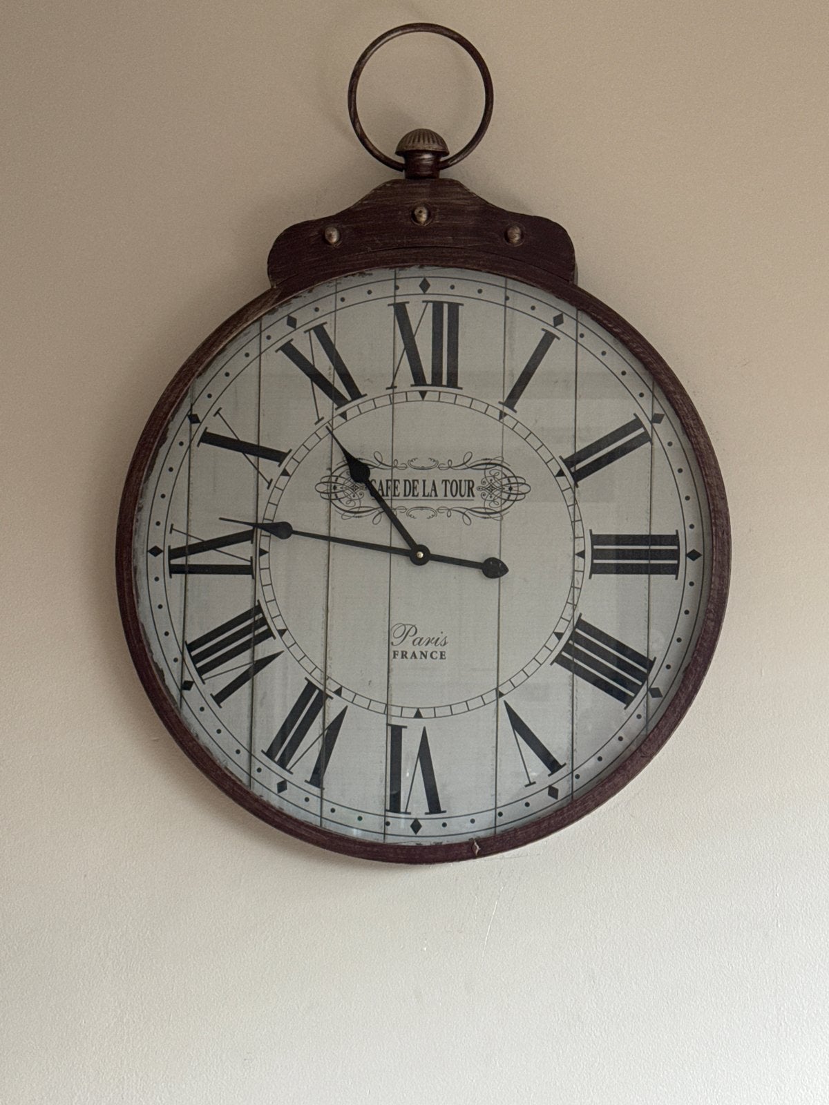 Grote Wandklok Zakhorloge Stijl - Café de la Tour Parijs, Ophalen, Wandklok, Analoog, Zo goed als nieuw