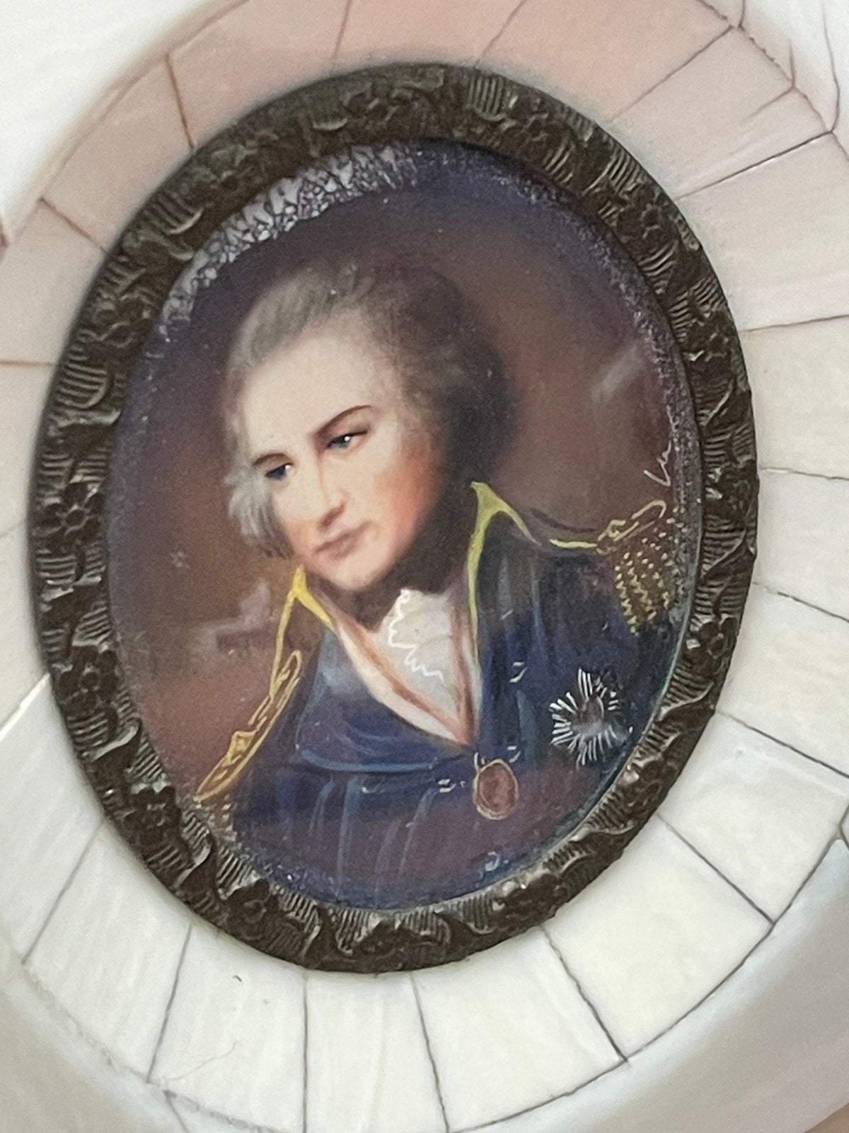 antieke parelmoer v/d de Britse admiraal Horatio Nelson, Paneel, Portret of Personen, Ophalen of Verzenden, Olieverf