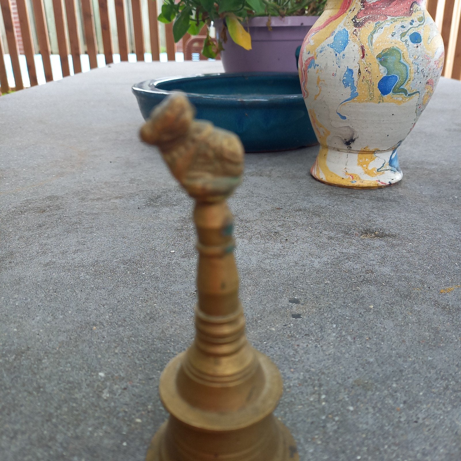Antieke Indiase Pooja Bell (Ghanti) met Nandi Stier, Ophalen of Verzenden