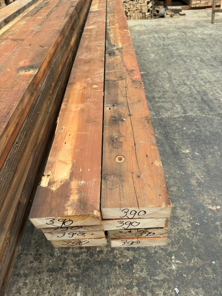 Balkhout 4.4x14.5 lengte 390, Tuin en Terras, Palen, Balken en Planken, Ophalen of Verzenden, Gebruikt, Minder dan 180 cm, Palen