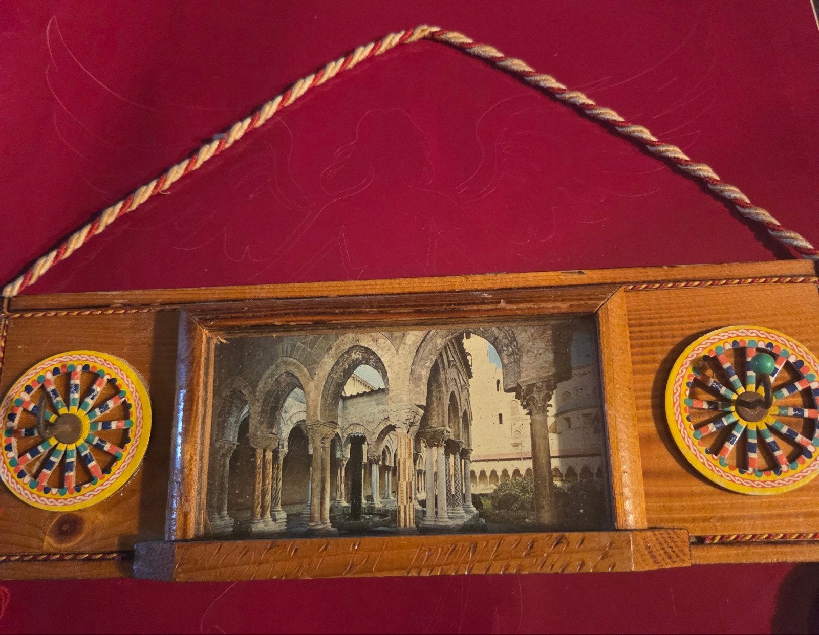 Vintage handgemaakte Siciliaanse houten hanger, Ophalen of Verzenden, Meerkleurig, Hout, Mediterraans