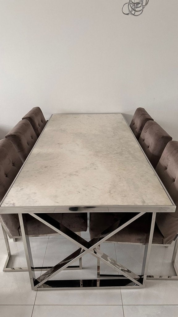 Richmond marmeren eettafel (Levanto), Ophalen, Overige materialen, Zo goed als nieuw, Vijf personen of meer