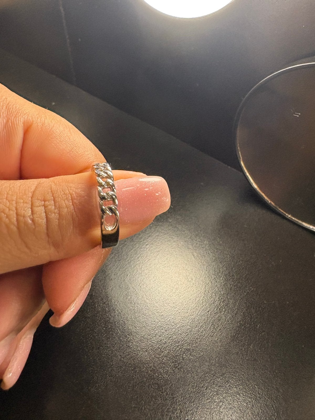 Zilveren ring met schakeldesign, Ophalen, Gebruikt, 17 tot 18, Dame of Heer