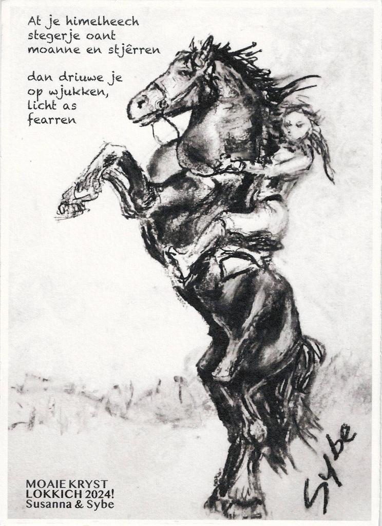 getekende paard met begeleider 56, Verzenden, 1980 tot heden, Gelopen, Paard