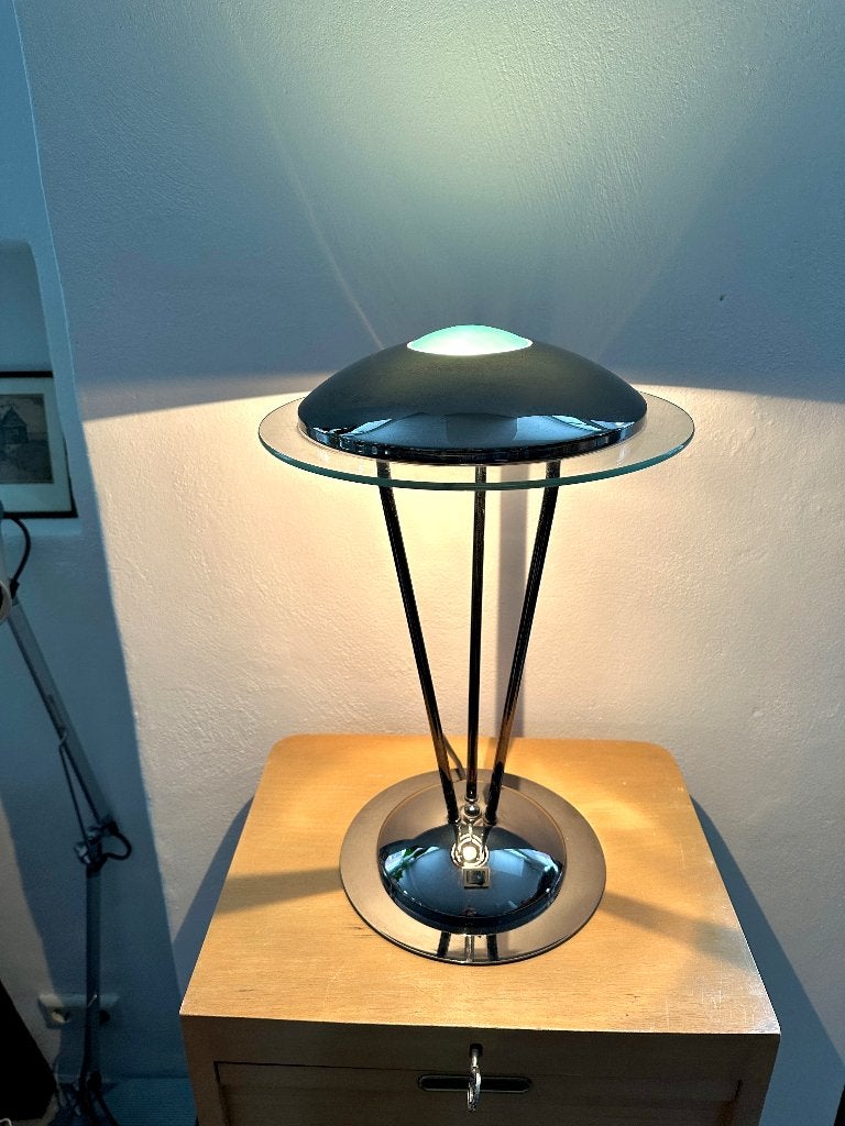 Space age design ufo tafellamp, vintage metalen bureaulamp, Ophalen, Gebruikt, I, I