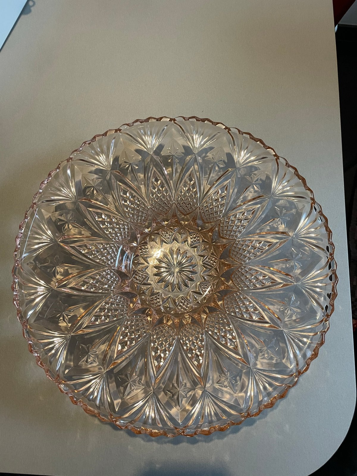 Vintage Art Deco Fruitschaal - Roze Kristal (Rosaline), Antiek en Kunst, Ophalen of Verzenden