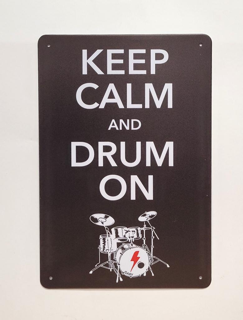 Keep calm and drum on reclamebord van metaal wandbord deco, Info@deconoord.nl, Deco Noord, Nieuw, Ophalen of Verzenden