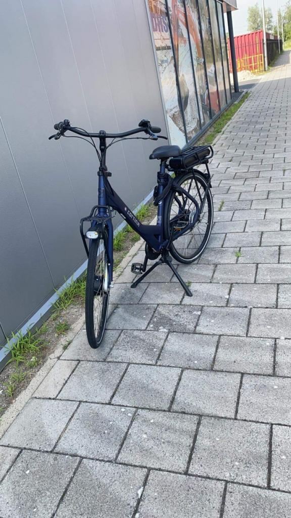 Elektronische Cortina E-Common Damesfiets Blauw, Fietsen en Brommers, Elektrische fietsen, Zo goed als nieuw, 55 tot 59 cm, Ophalen of Verzenden