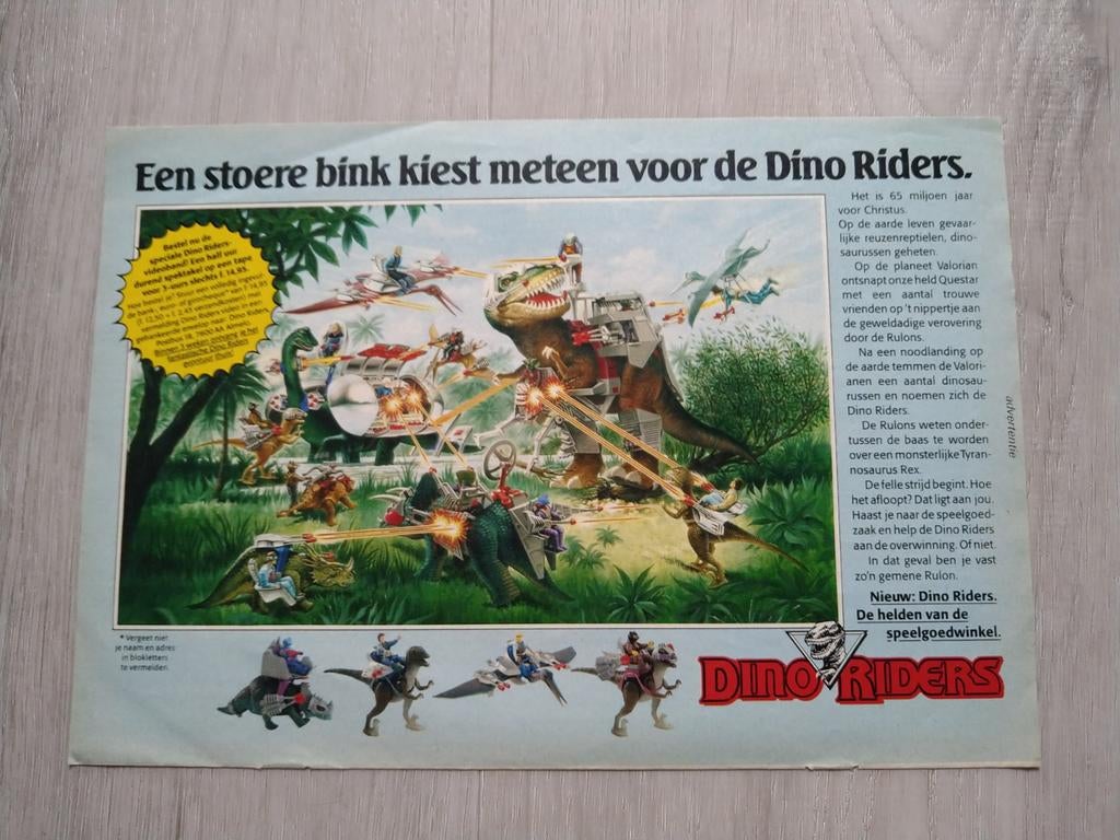 Oude Dino Riders advertentie, Ophalen of Verzenden, Gebruikt