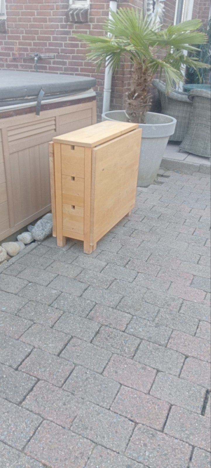 Handige opklapbare eettafel met lades (Ikea Norden), Huis en Inrichting, Ophalen, Gebruikt, 50 tot 100 cm, Vier personen