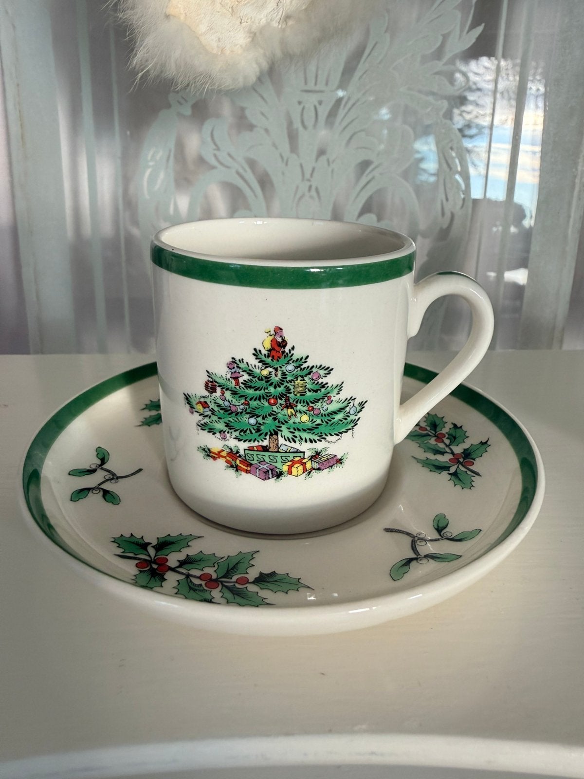 Spode Christmas tree 6x nieuwe koffie kopjes schtls England, Ophalen, Nieuw