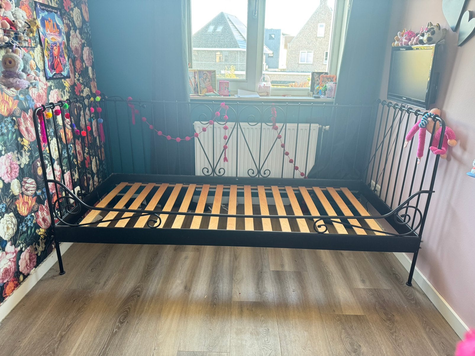 Metalen 1-persoons bed inclusief bedbodem 90x180cm, Kinderen en Baby's, Ophalen, 85 tot 100 cm, Gebruikt, Lattenbodem