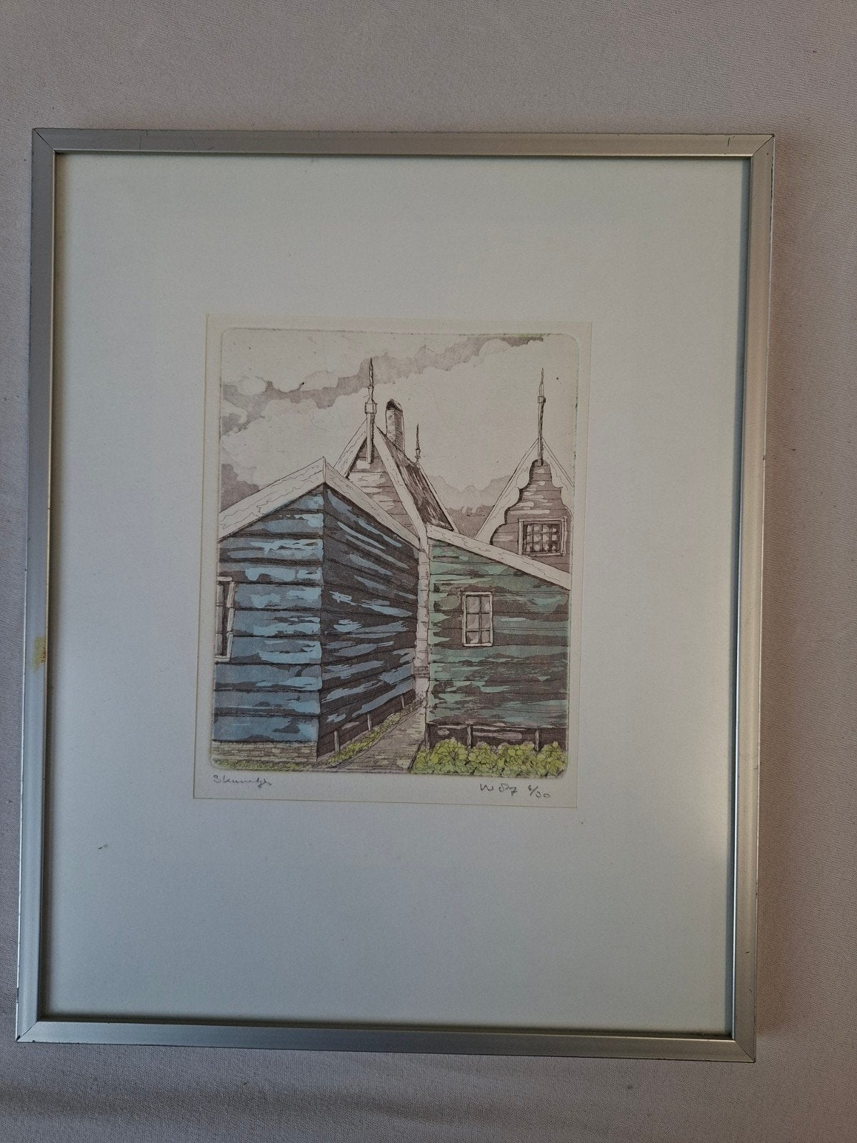 ets van een Zaans steegje, Antiek en Kunst, Ophalen, Stadsgezicht, Genummerd