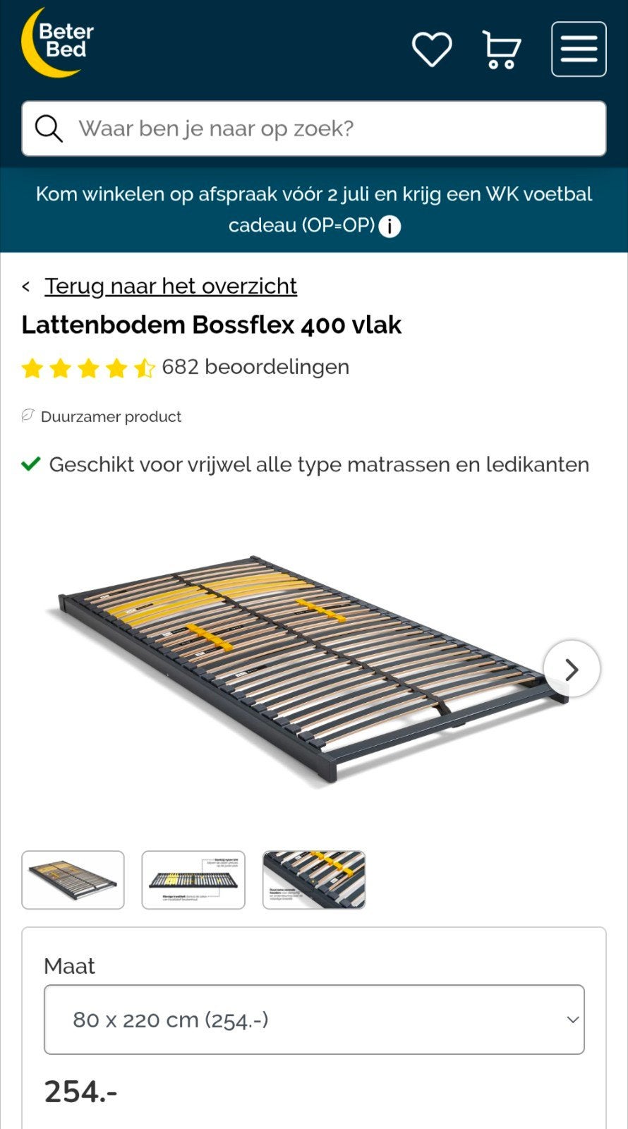 2x Lattenbodem Bossflex 400 Beter Bed (80x220cm) nieuw €508, Ophalen of Verzenden, Zo goed als nieuw, Eenpersoons, 90 cm