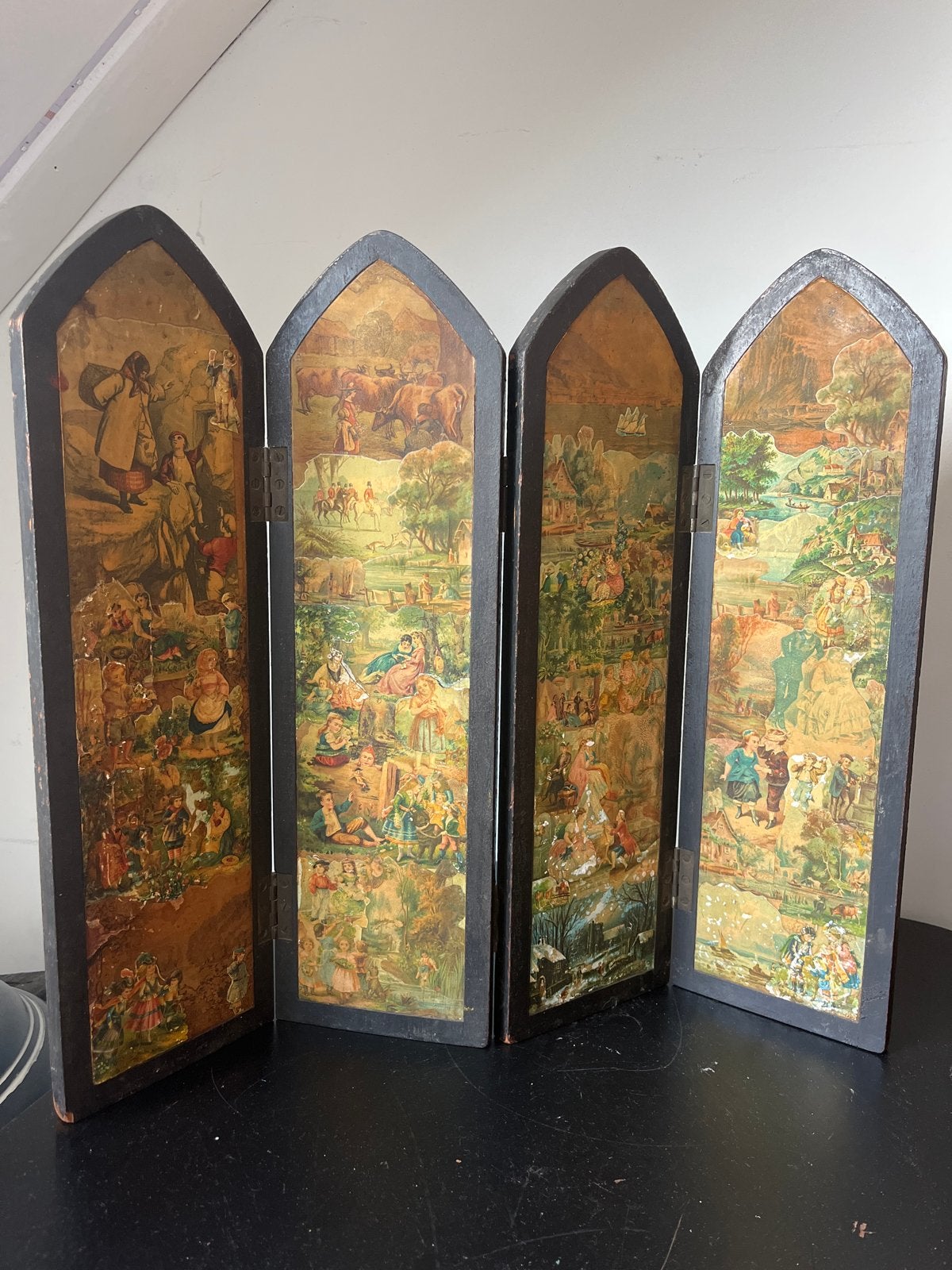 Antiek kamerscherm met religieuze voorstellingen, Antiek en Kunst, Ophalen of Verzenden