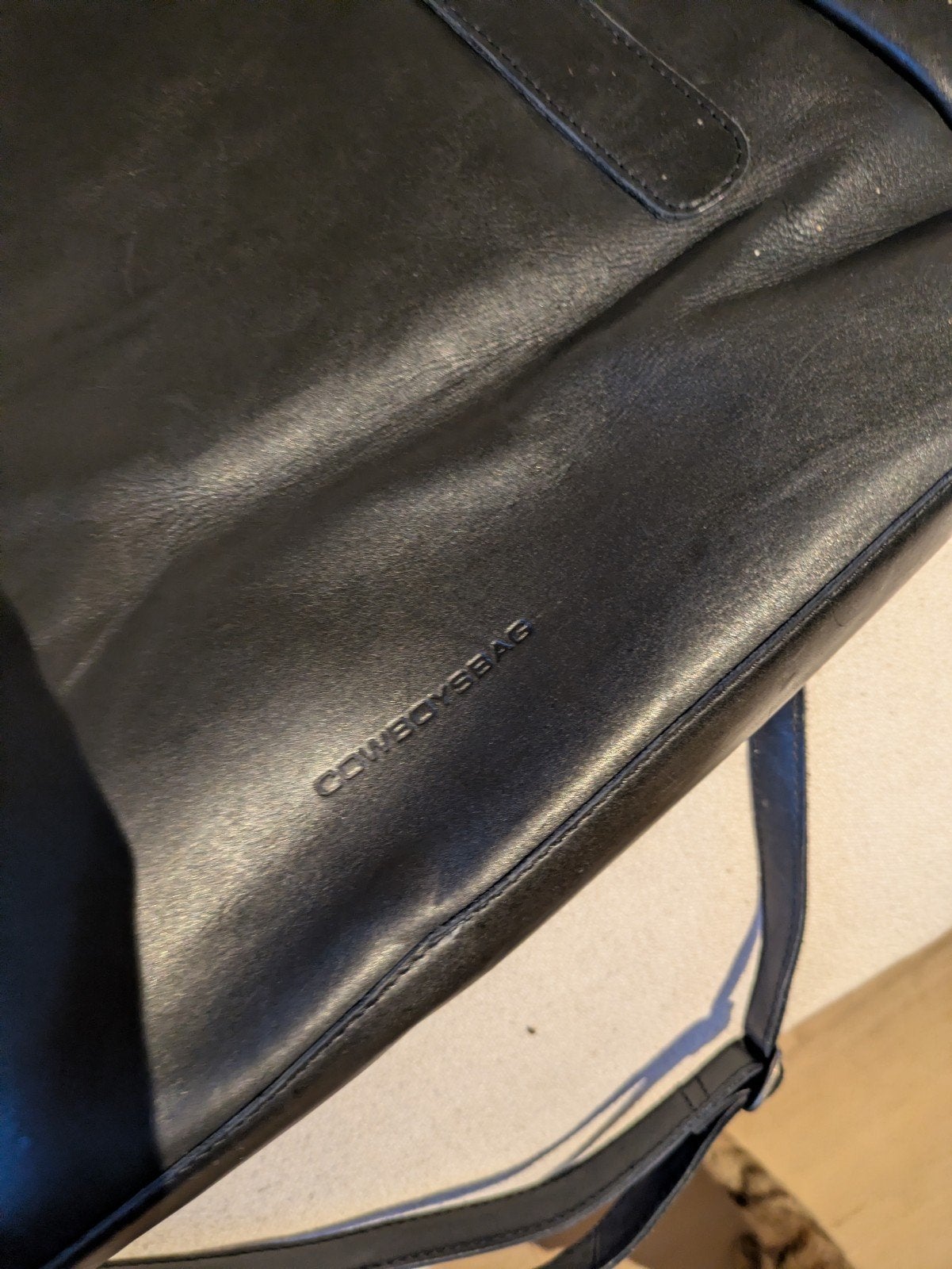 Cowboysbag Leren Shopper Zwart - Ruim en Stijlvol, Sieraden, Tassen en Uiterlijk, Ophalen of Verzenden, Gebruikt, Zwart, Shopper