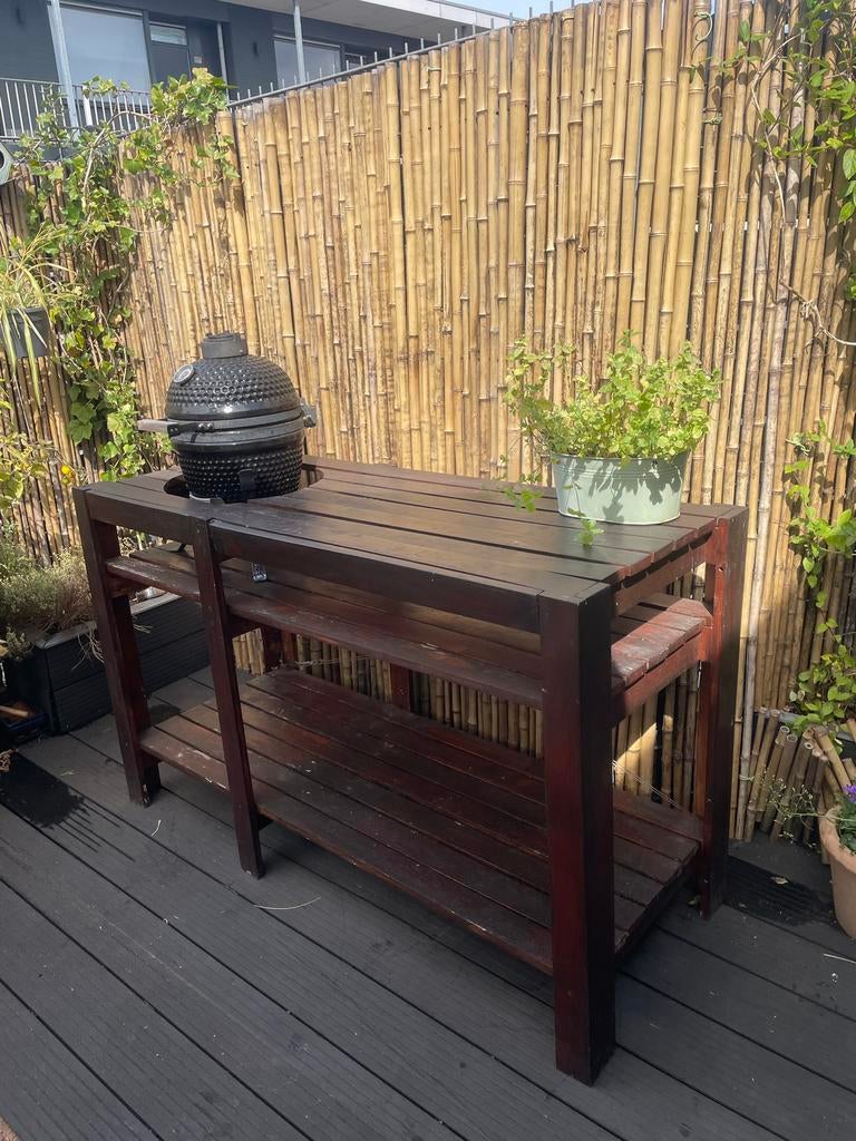 Buiten keuken hout bbq tafel barbecue egg table garden ikea, Tuin en Terras, Tuintafels, Ophalen, Gebruikt, Rechthoekig, Hout