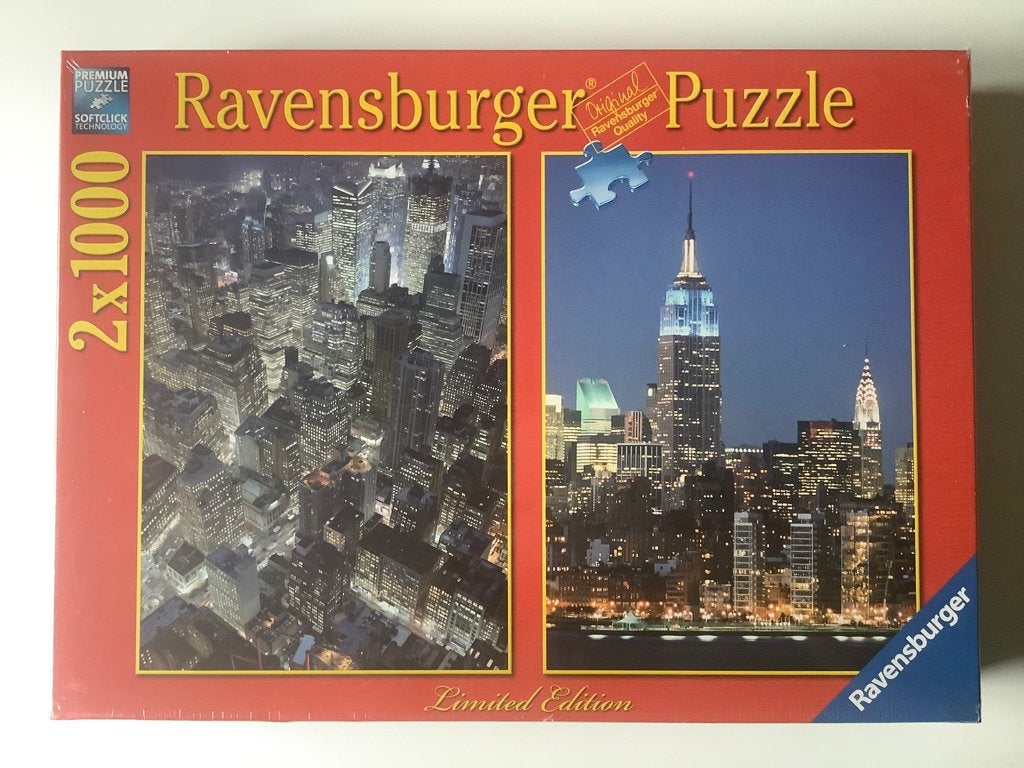 NIEUW 2x puzzel 1000 Night Skylines wolkenkrabbers City NY, Hobby en Vrije tijd, Ophalen of Verzenden, 500 t/m 1500 stukjes, Nieuw