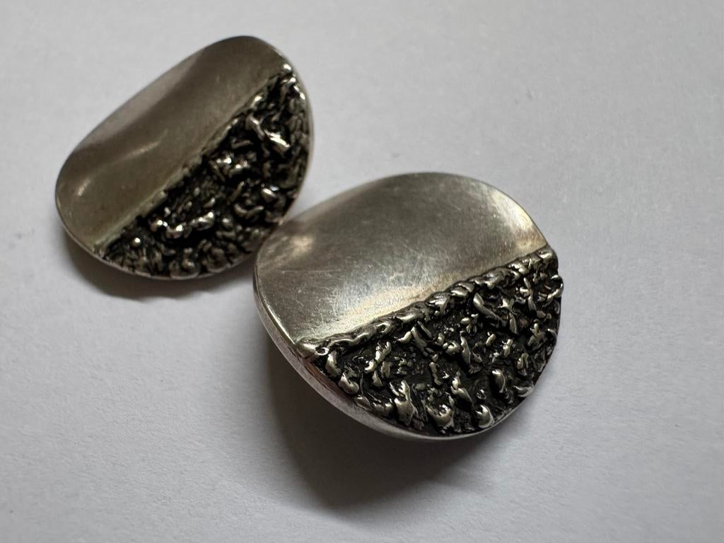 Modernist zilveren clip oorbellen, Ophalen of Verzenden, Zo goed als nieuw, Zilver