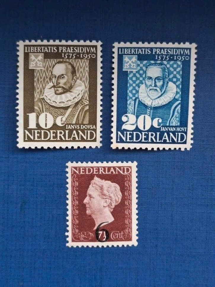 Postzegel NL 1950 PF Leidse Universiteit en Wilhelmina 07-08, Postzegels en Munten, Postzegels | Nederland, Ophalen of Verzenden