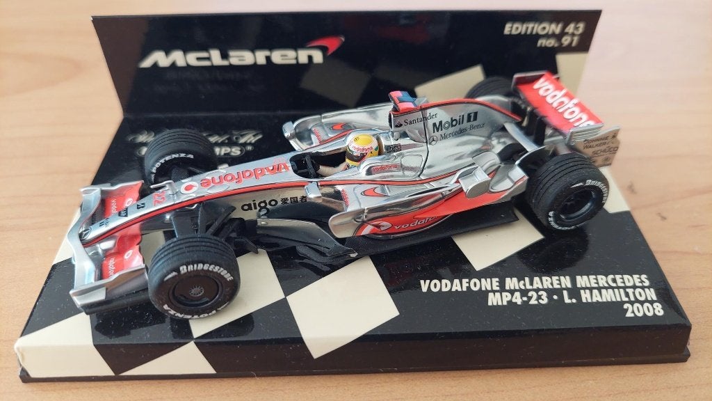 L. Hamilton - McLaren Mercedes MP4-23 2008 - Minichamps 1:43, Ophalen of Verzenden, Zo goed als nieuw, Auto, MiniChamps